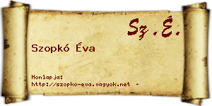 Szopkó Éva névjegykártya